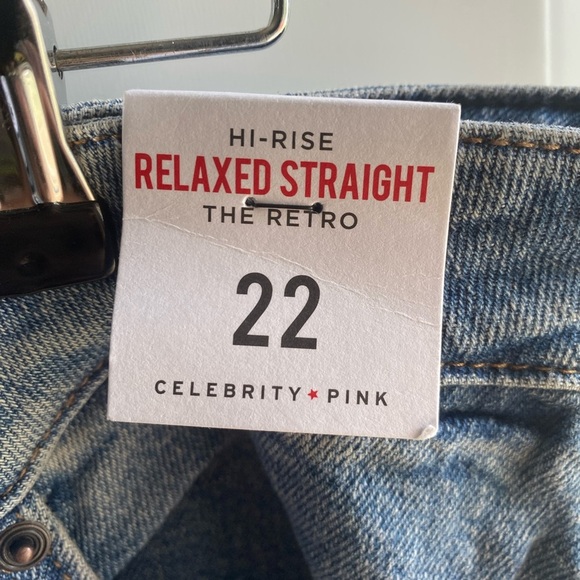 Celebrity Pink The Retro Jeans 22 Medium Blue Relaxed Straight High Rise NWT - Picture 4 of 11